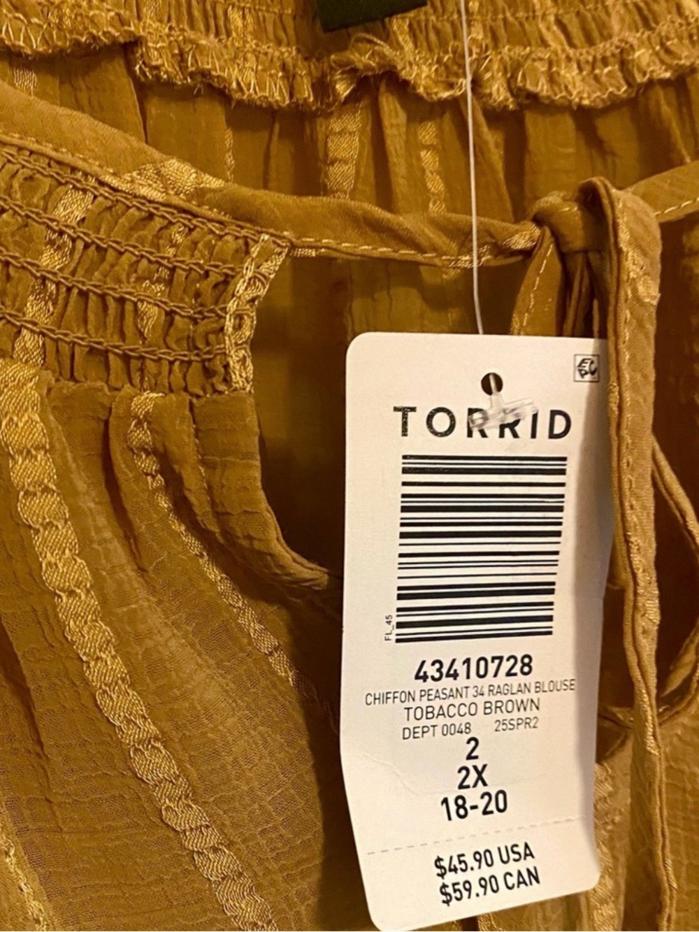 Torrid Striped Sheer Raglan Blouse  Size 2X - NWT! - Picture 3 of 3